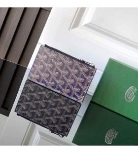 Goyard Bourbon Zipped Card Holder Navy Blue