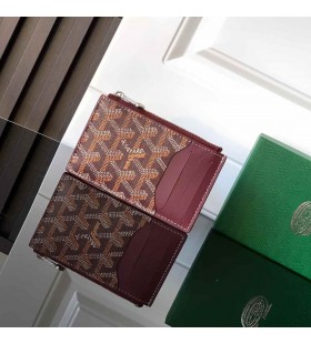 Goyard Bourbon Zipped Card Holder Burgundy