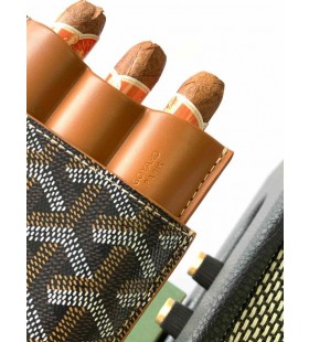 Goyard Churchill 3 Cigar Case Black & Tan