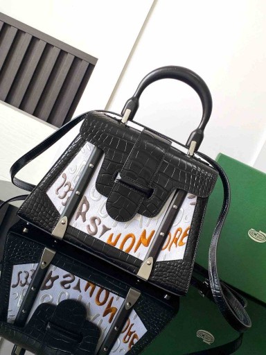 Goyard Saïgon PM Bag Crocodile Leather Embroidered Black
