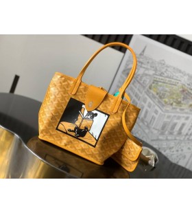 Goyard Anjou Mini Pose Fransk Bulldog Gul