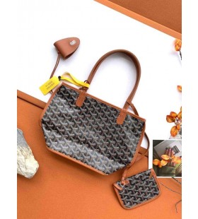 Mini-torba Goyard Anjou W kształcie serca Czarno-brązowy
