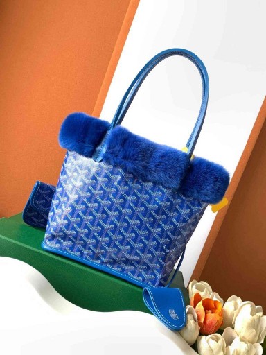 Goyard Králik Kožušiny Mini Tote Bag Sky Blue