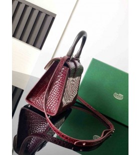 Goyard Saïgon Structuré Mini Bag Crocodile Leather Embroidered Burgundy