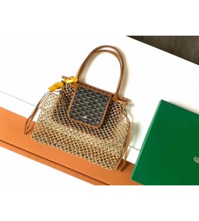 Goyard Goyardine Net Aligre Tote 검&Tan