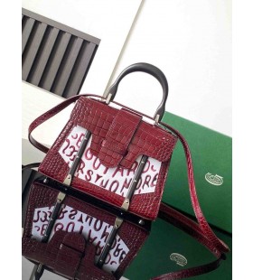 Goyard Saïgon Structuré Mini Bag Crocodile Leather Embroidered Burgundy