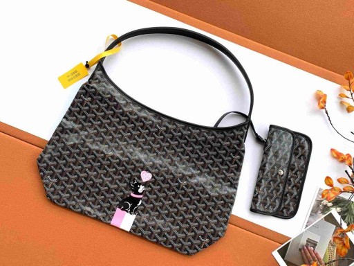 Torba-Skitnica Goyard Bohème Sa Srcem i Francuskog Buldoga Crne Boje