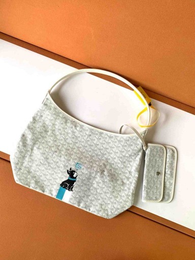 Goyard Bohème Hobo Çanta Kalp Ve Fransız Bulldog Beyaz