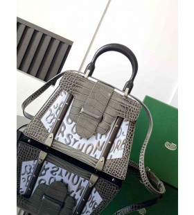 Goyard Saïgon PM Çanta Timsah Derisi İşlemeli Gri