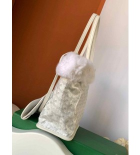 Goyard Tavşan Kürk Mini Tote Çanta Beyaz