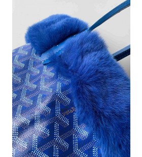 Goyard Tavşan Kürk Mini Tote Çanta Gök Mavisi