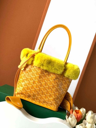 Goyard Rabbit Fur Mini Tote Bag Geel