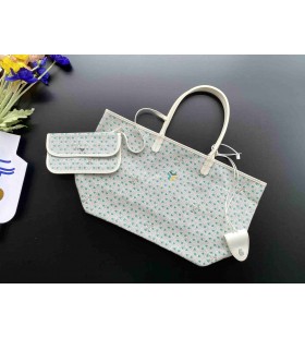 Goyard Saint Louis Goyardine Claire Voie PM Sac Blanc et bleu Sarcelle