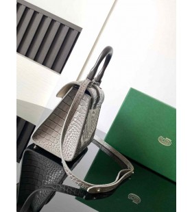 Goyard Saïgon Structuré Mini Bag Crocodile Leather Embroidered Grey